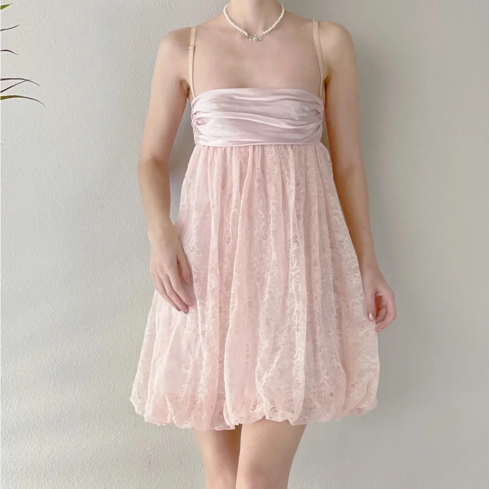 DOLCE & GABBANA XS PINK SILK AND LACE BUSTER BABYDOLL DRESS SEEN ON GOSSIP GIRL - Picture 1 of 7